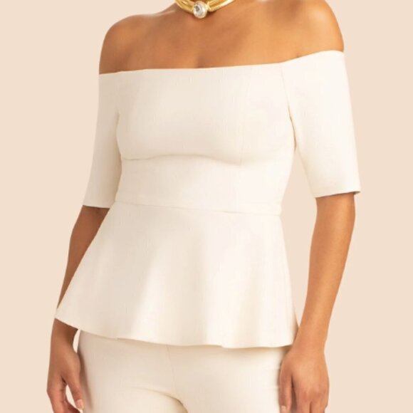 Trina Turk Forbid Off The Shoulder Top in Ivory sz 2 - Picture 1 of 3
